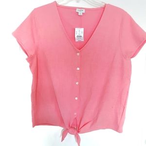 JCREW V Neck Top Salmon Pink Size Large